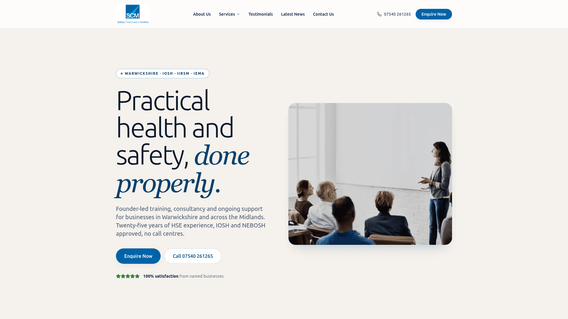 Safety Compliance Matters website hero, designed and built by Kelso Creative
